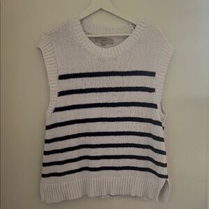 LOFT Navy and White Striped Knit Top